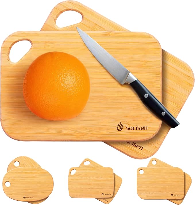 2 Pack Small Bamboo Wood Cutting Board by Socisen