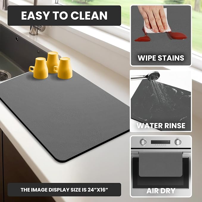 Dish Drying Mat Super Absorbent – 16" x 12" Coffee Mat - Image 5