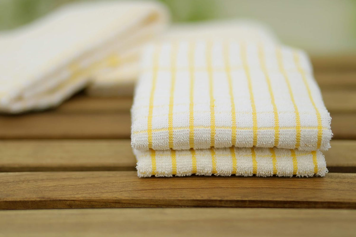 Kitchen Towels Set of 4 - Highly Absorbent, Super Soft Terry Cotton