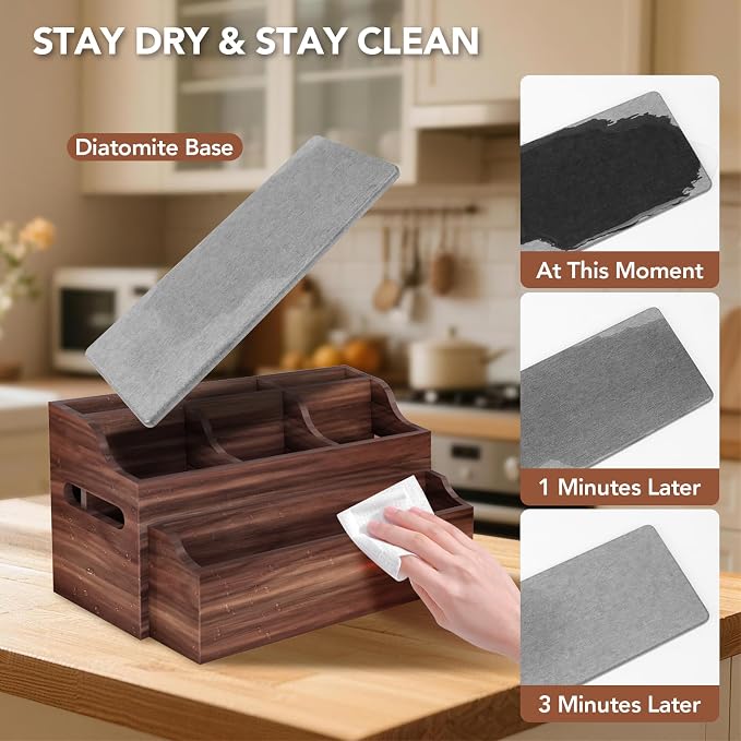 Wooden Kitchen Utensil Holder for Countertop, Large Utensil Organizer - Image 4