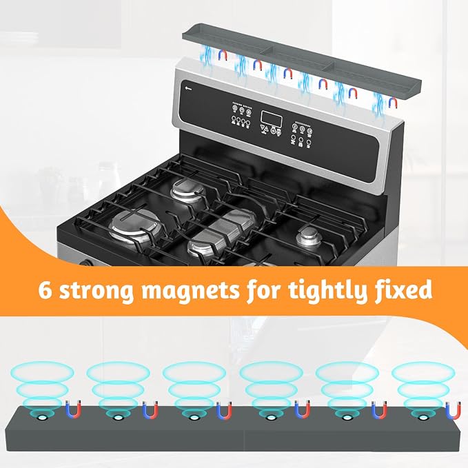 Magnetic Stove Shelf for Back of Stove, 30 Inch Silicone Stove Top Spice Rack - Image 3