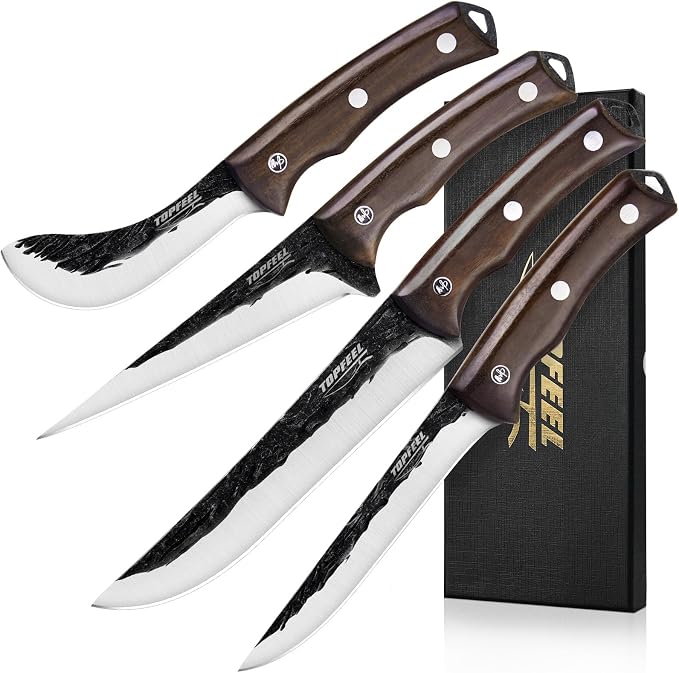 Topfeel 4PCS Hand Forged Butcher Knife Set by Topfeel