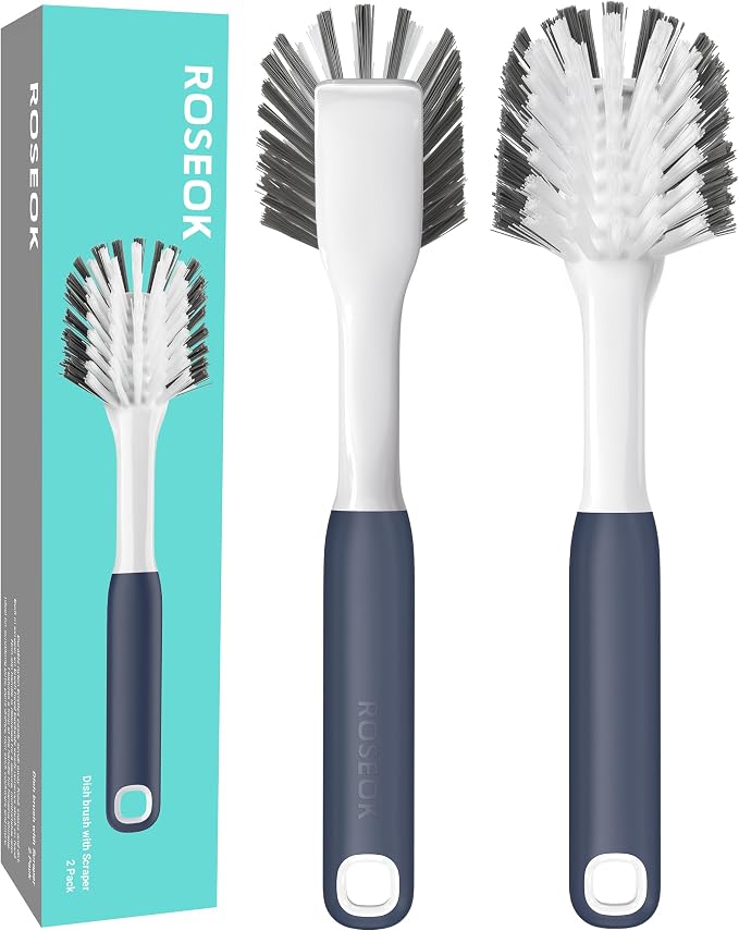 ROSEOK Dish Brush with Built-in Scraper, Kitchen Scrub Brush - Image 9