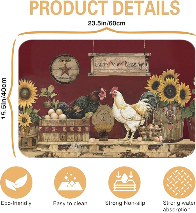 Kitchen Countertop Dish Drying Mat, Super Absorbent Coffee Bar Mat - Image 5