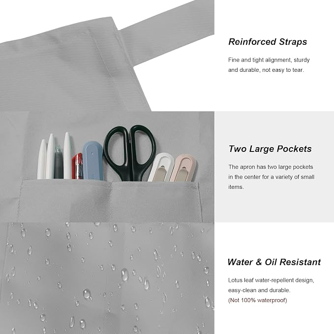 15 Pcs Adult Aprons Bulk with Pockets Adjustable Bib Chef Apron - Image 2