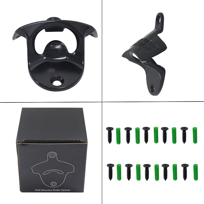 Black Bottle Top Opener Wall Mounted, Classic Open Here Beer Opener Mountable - Image 5