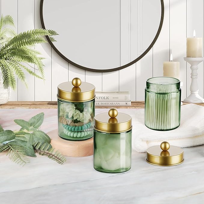 3 Pack Apothecary Jar Canisters Bathroom Vanity Organizer - Image 6