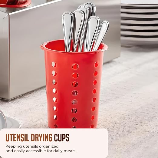 OCS Parts Perforated Utensil Drying Cups | Red | Set of 3 | Plastic Flatware - Image 3