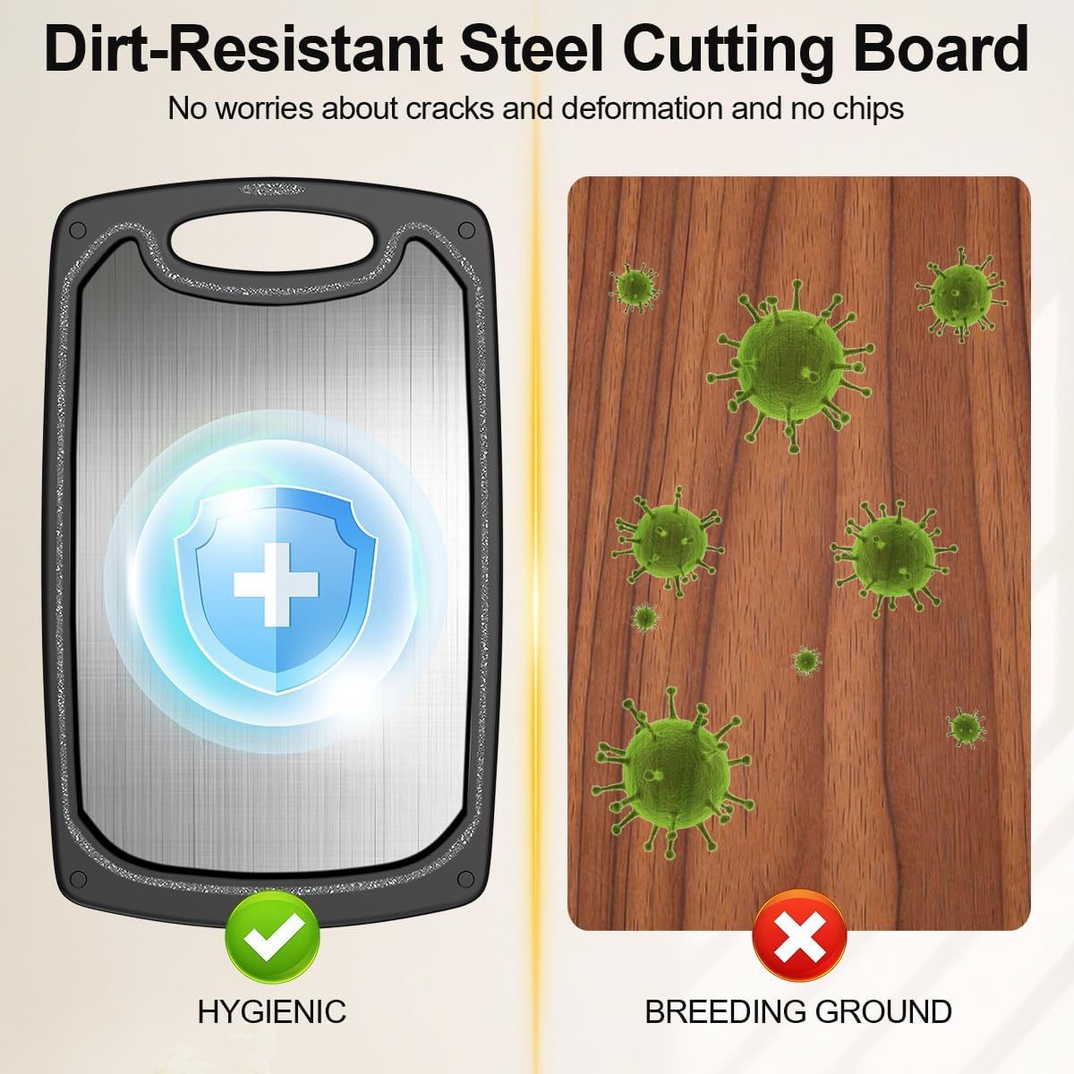 Viretang Small Stainless Steel Cutting Board,Dishwasher safe,Grinding