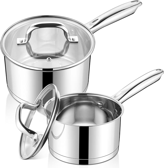 LIANYU Stainless Steel Saucepan Set of 2, 1QT & 3QT Sauce Pan by LIANYU