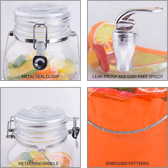 Eleganttime 1 Gallon Glass Drink Dispensers - Image 3