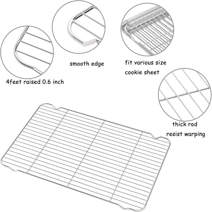 Cooling Rack Set of 3, Baking Rack Stainless Steel Wire Rack - Image 2