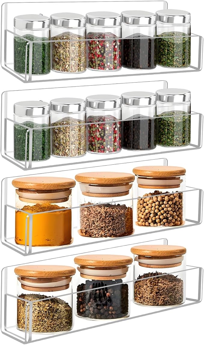Acrylic Spice Rack Wall Mount-9 Inch, 4 Pack Hanging Seasoning Rack Organizer by Douildhaiy