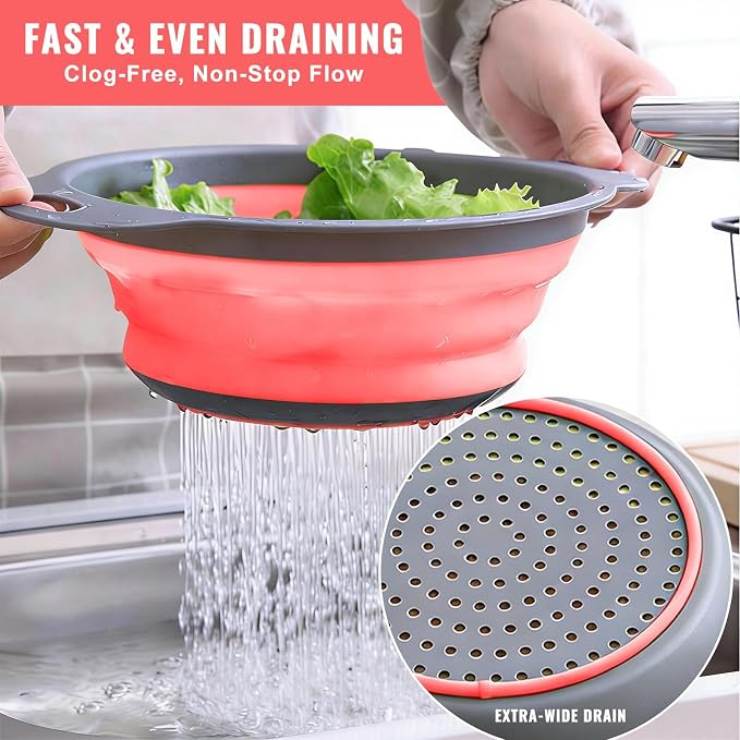 2 Pack Collapsible Silicone Colander - Image 2