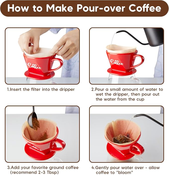 Pour Over Coffee Maker, Ceramic Pour Over Coffee Dripper, Manual Brew Maker - Image 5