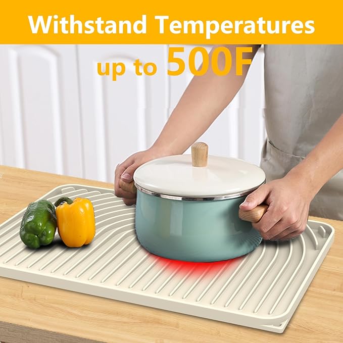 Silicone Drying Mat for Kitchen Counter, Dish Drying Rack Matt - Image 6