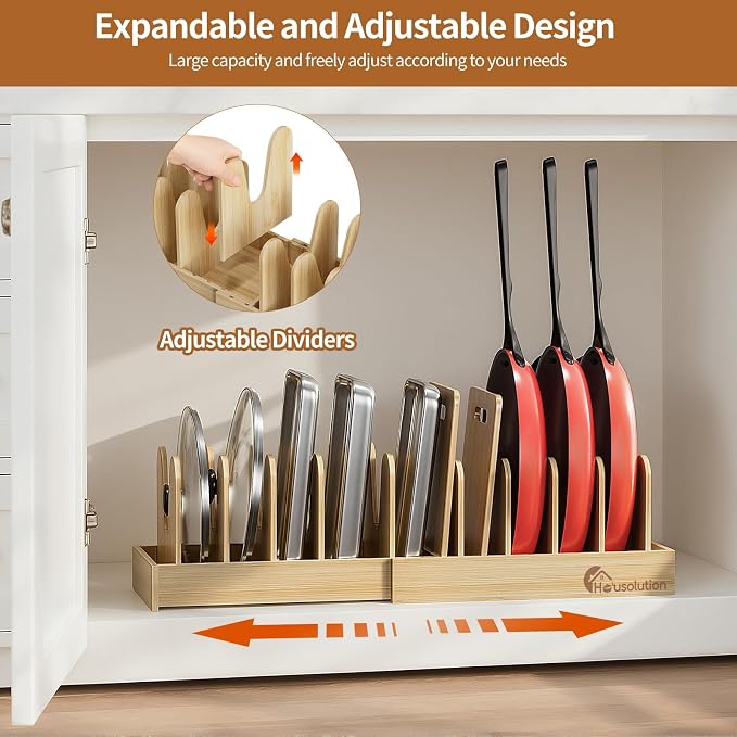 Housolution Bamboo Pot and Pan Organizer - Image 3