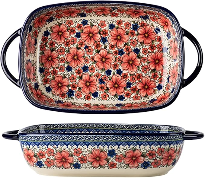 Vintage Style Pottery Bakeware Ceramic Casserole Dish Baking Pan Lasagna Pans by Bicuzat