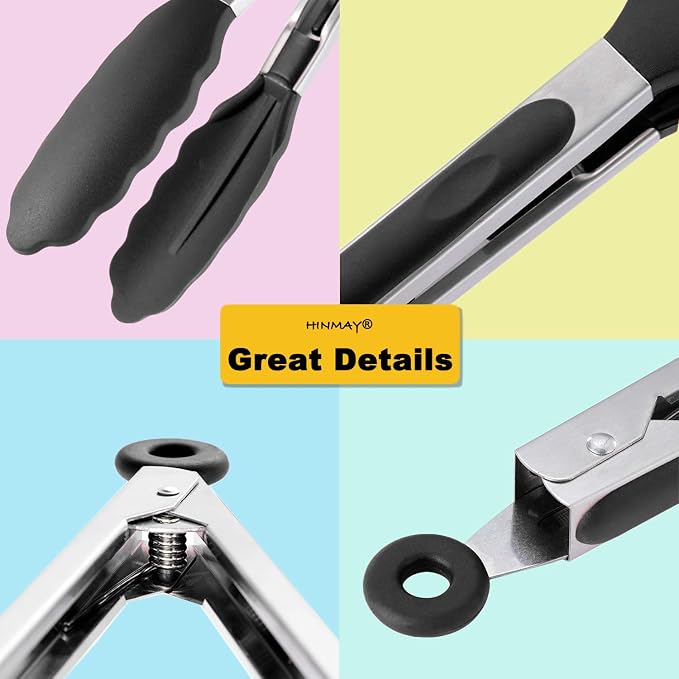 HINMAY Serving Tongs 9-Inch Cooking Tongs - Image 4