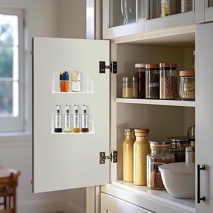 Acrylic Spice Rack Wall Mount-6 Inch, 2 Pack Hanging Seasoning Rack Organizer - Image 2