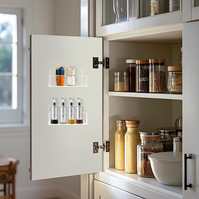 Acrylic Spice Rack Wall Mount-6 Inch, 4 Pack Hanging Seasoning Rack Organizer - Image 4