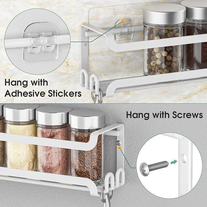 LUCYCAZ 4 Pack Wall Mounted Spice Rack - Image 6