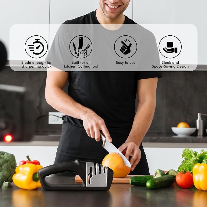 HOTEC 4in1 Knife Sharpener, 3 Stage Manual Sharpener - Image 4