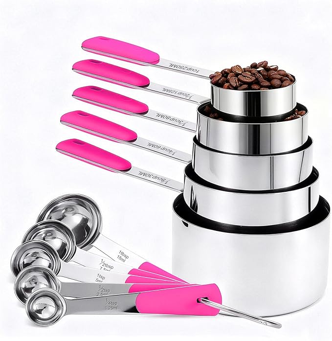 Bopei Measuring Cups and Spoons Set Stainless Steel 10 Piece by Bopei