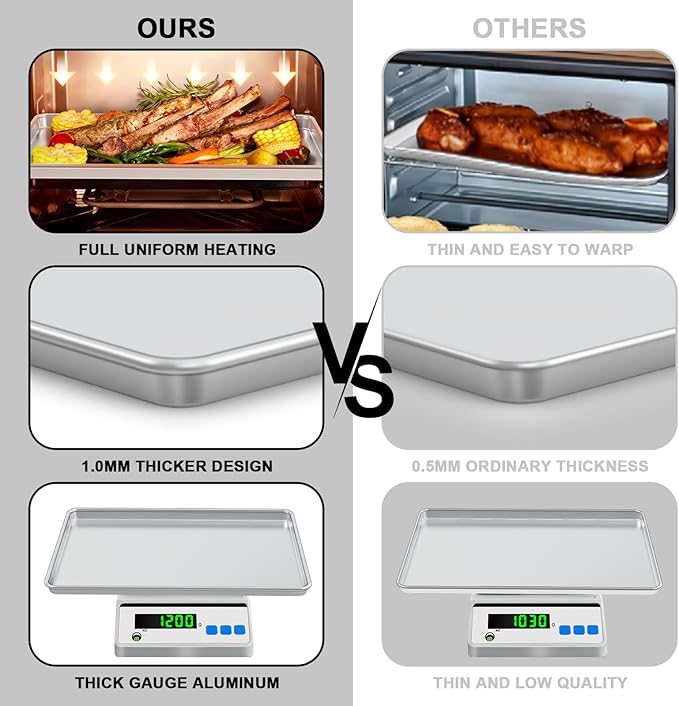 Half Sheet Pans with Rack Set, 13 Inch Commercial Quality Baking Sheet Pan Set - Image 3