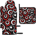 Retro Red Circles Oven Mitt and Pot Holder Set by Unknown