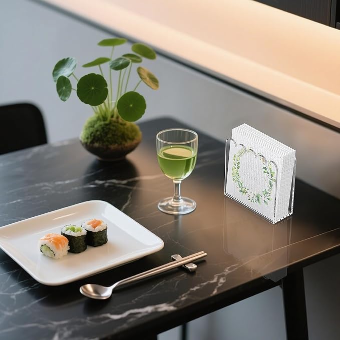 Acrylic Cocktail Napkin Holder, 2 Pack Clear Scalloped Napkin Dispenser - Image 2