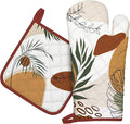 Boho Leaf Oven Mitts and Pot Holders Sets 2Pcs, 100% Cotton Heat Resistant by Arquiel