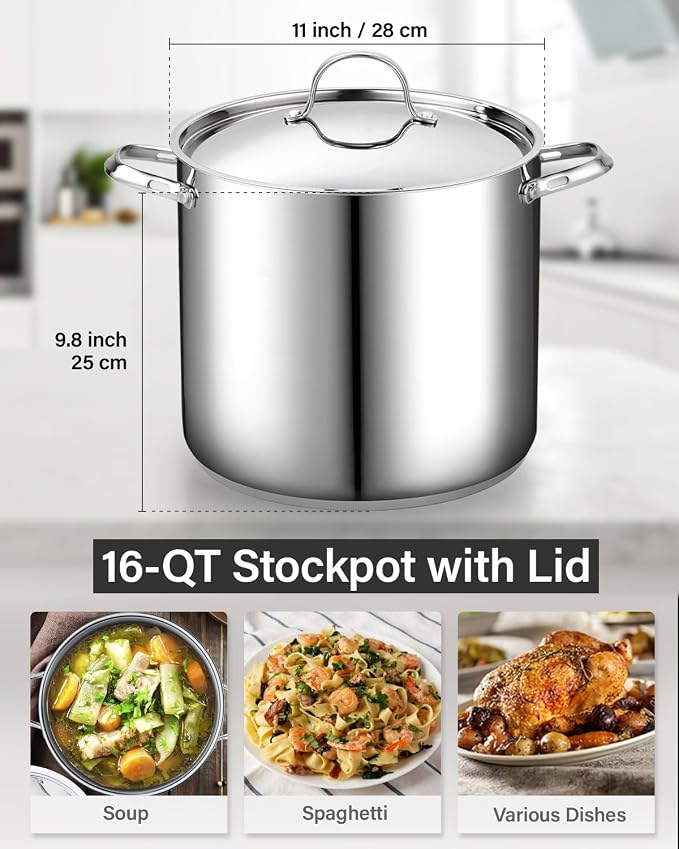Cooks Standard 18/10 Stainless Steel Stockpot 16-Quart, Classic Deep Cooking - Image 3