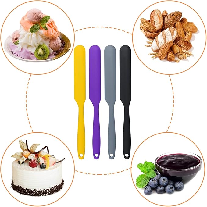 4pcs Silicone Spatula Set Heat Resistant Cake Cream Butter Spatulas Mixing - Image 6