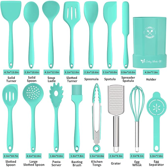 Silicone Kitchen Utensils Set, 16-Piece Silicone Cooking Utensils by Deedro - Image 2