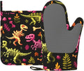 Dinosaur Skeleton Oven Mitts and Pot Holders Sets Non-Slip Silicone Surface by Unknown