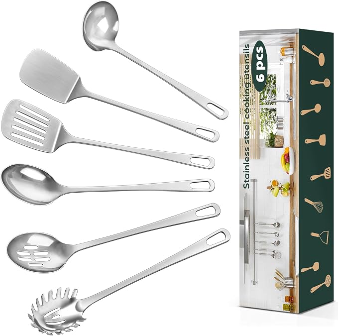 6 Pcs Cooking Utensils Set, Stainless Steel Kitchen Utensils, Heat Resistant by Unknown