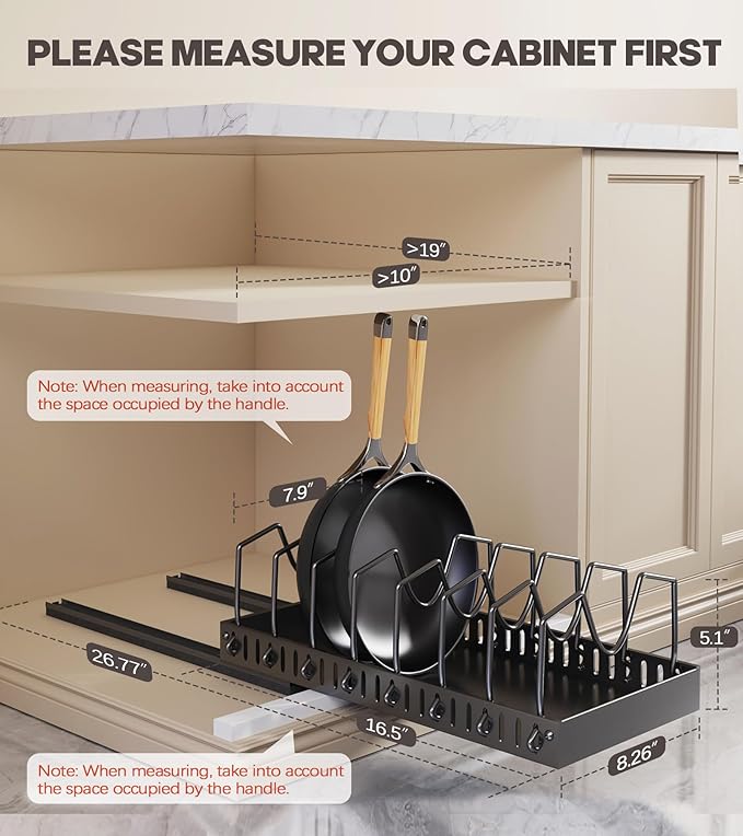 Lozovin Pull Out Pots and Pans Organizer Under Cabinet, Sliding Lid Holder and - Image 2