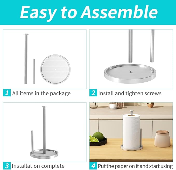 Paper Towel Holder Countertop, Standing Paper Roll Holder - Image 6