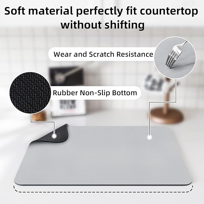 LOPNUR Kitchen Dish Drying Mat, Diatomite Coffee Mat, Super Absorbent Dish - Image 5