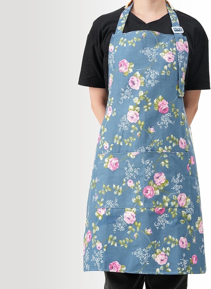 DILLMAN Aprons for Women with Pockets Cotton Linen Cooking Kitchen Baking Soft - Image 5