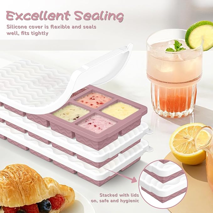 Doasuwish Ice Cube Trays with Lid, 3 Pack 10 Cubes 2 Tbsp. Silicone Ice Cube - Image 5