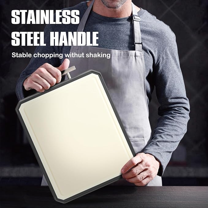 SNOWCLAD Stainless Steel Cutting Board, Double Sided Steel Cutting Board Set - Image 6