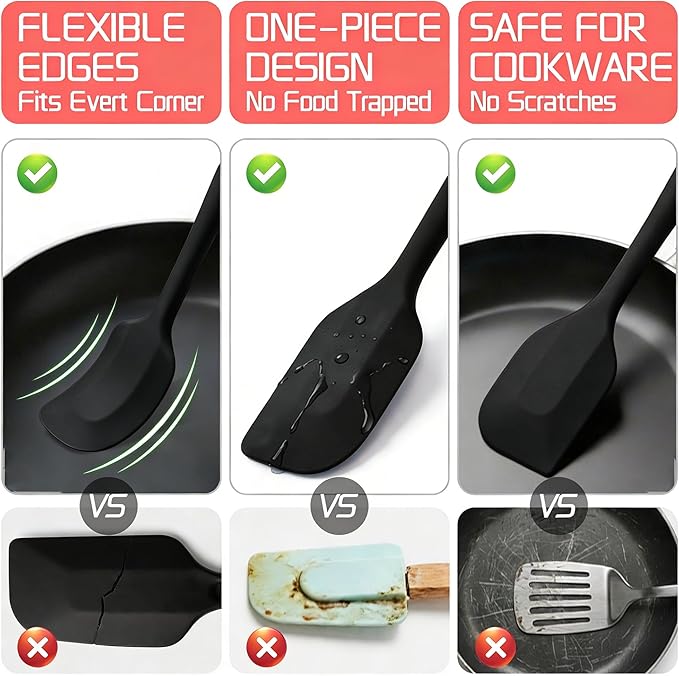 5 Pieces Silicone Spatula Set BPA Free Non Stick Rubber Spatula Heat Resistant - Image 5