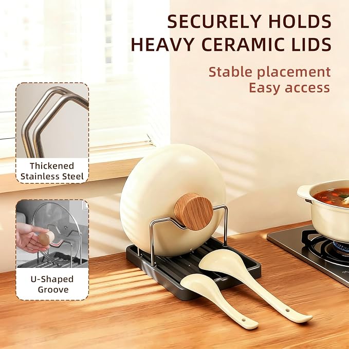 Pot Lid Holder and Spoon Rest, 2-in-1 Kitchen Counter Organizer - Image 6