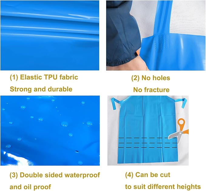 ELEBOX Waterproof Oil Proof Bib Apron Utility Apron Chemical Resistant Apron - Image 5
