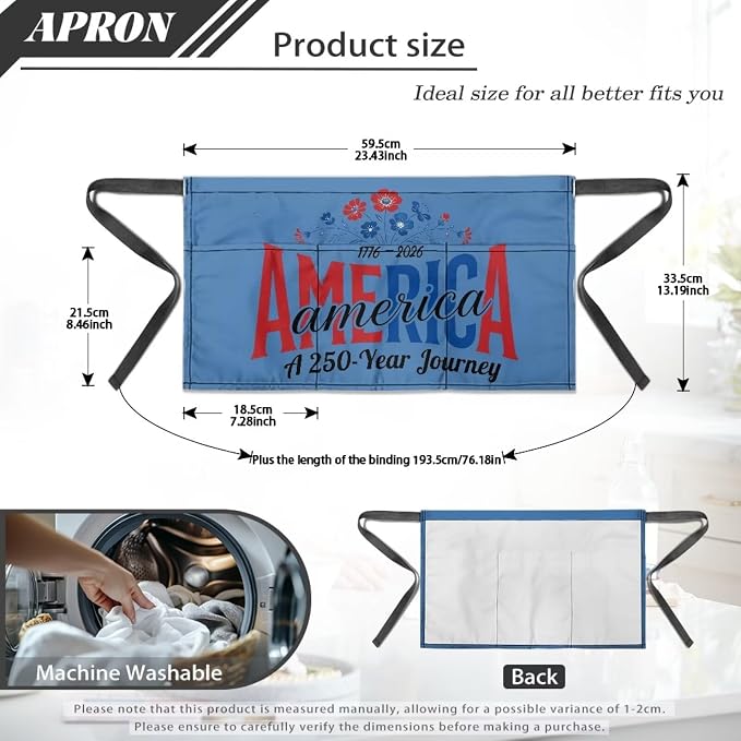 Server Apron with 3 Pockets, Waterproof Oil Waitress Waiter Half Apron - Image 7