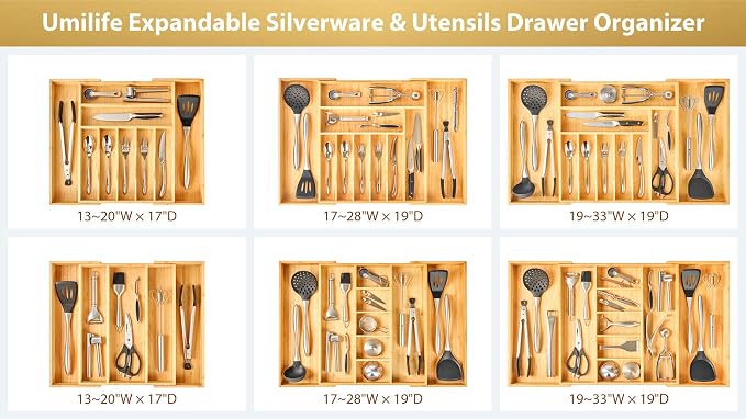 Umilife Large Expandable Kitchen Silverware Utensils Drawer Organizer, 2.5" - Image 7