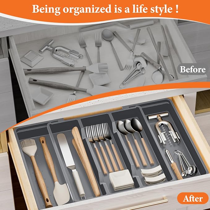 Silverware Organizer, Expandable Utensil Drawer Organizer - Image 5