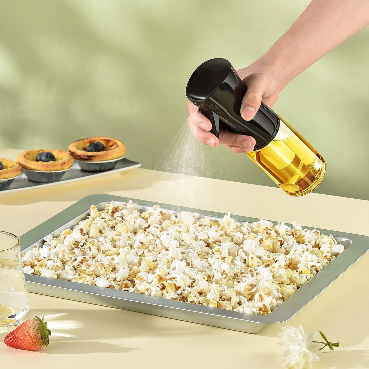 Oil Sprayer for Cooking, 200ml Glass Olive Oil Sprayer Mister, Olive